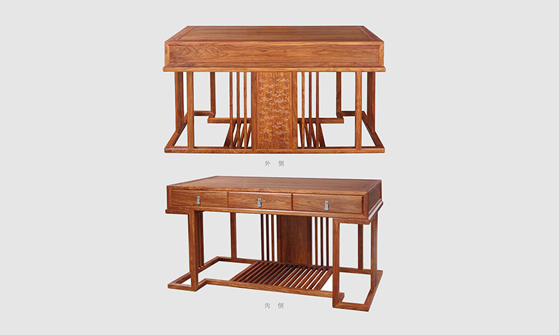 通州 别墅中式家居书房装修实木书桌效果图
